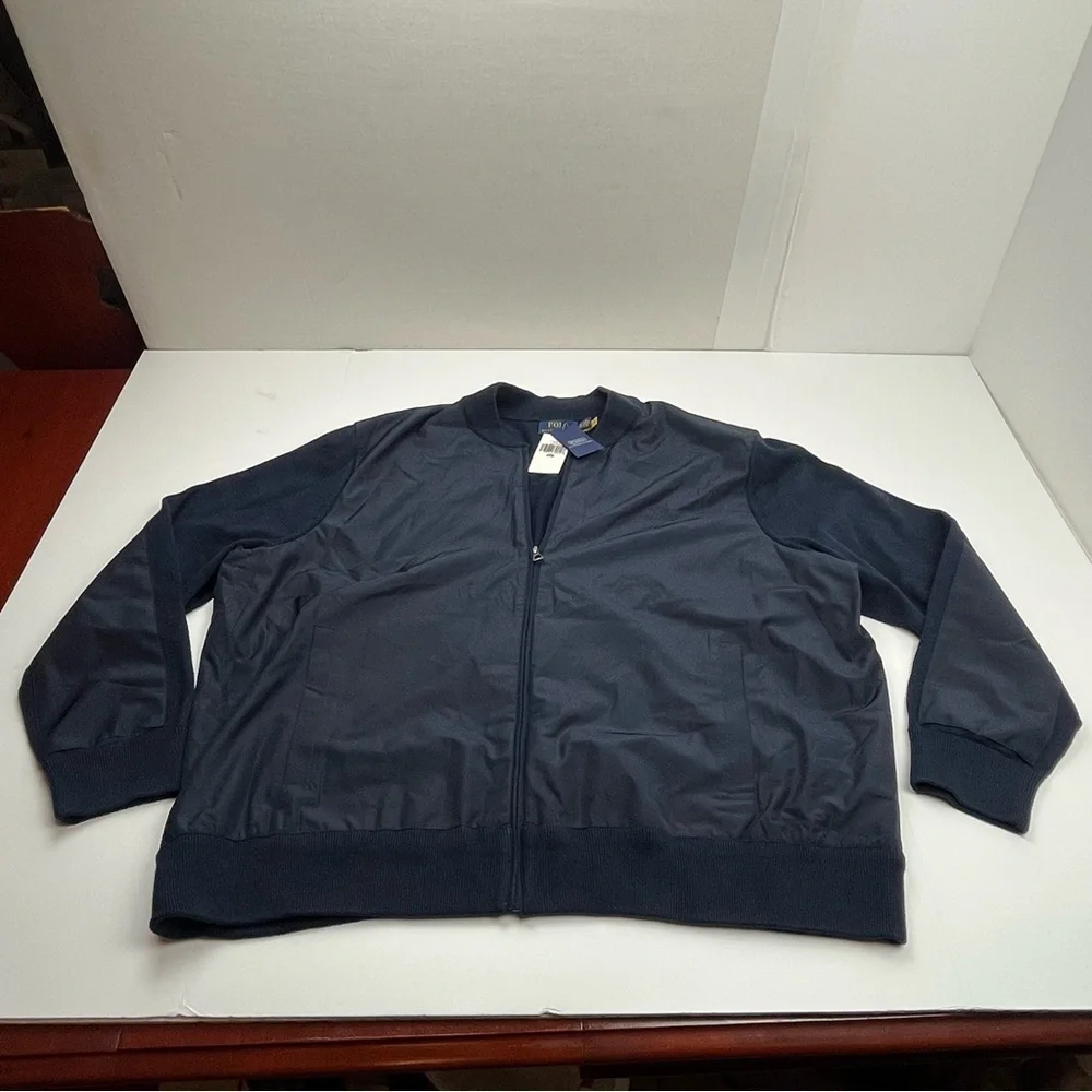 Polo Ralph Lauren Cotton Hybrid Full Zip Sweater Navy Blue Bomber Jacket 3XB NEW